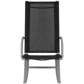 vidaXL Patio Rocking Chairs 2 pcs Steel and Textilene Black (Option: as picture)