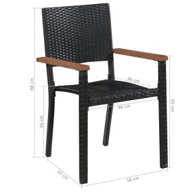 vidaXL Outdoor Chairs 2 pcs Poly Rattan Black (Option: as picture)