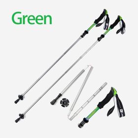 Lightweight 5-section Foldable 7075 Trekking Pole Hiking Pole (Color: Green)