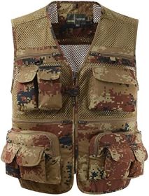 Mens Waistcoat Summer Outdoor Casual Fishing Safari Hiking Vest with Multi-Pocket (Color: Yellow, size: L)