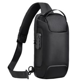 Men's Sling Backpack Waterproof Anti-theft Shoulder Crossbody Chest Bag Messenger Sling Bag Daypack with USB Charging Port (Color: black)