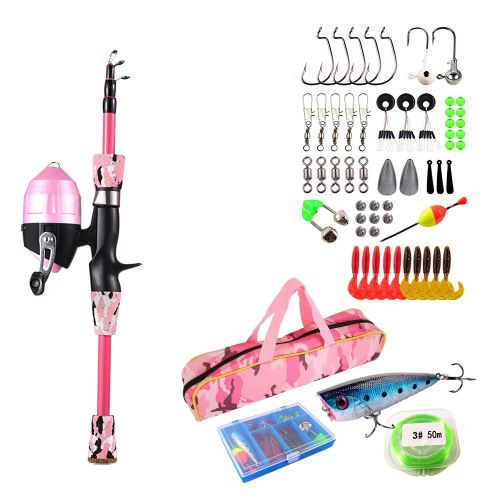 Kids Fishing Pole Set Fishing Starter Kit Telescopic Fishing Rod and Reel Combo Kit with Tackle Box 56Pcs Fishing Lures for Boys Girls Kids Fishing Pole Set Fishing Starter Kit Telescopic Fishing Rod and Reel Combo Kit with Tackle Box 56Pcs Fishing Lures for Boys Girls